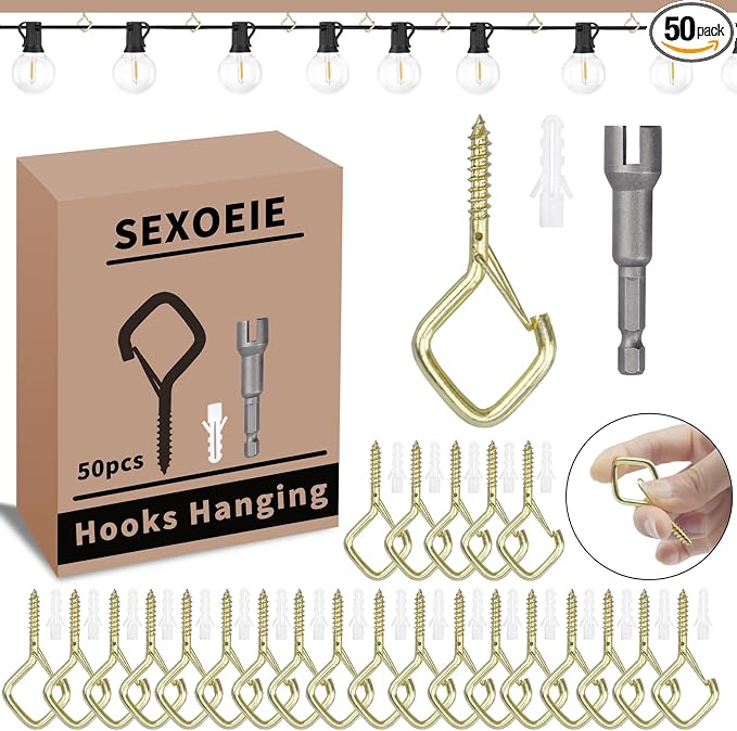 50 PCS Gold Eye Screw Hooks for Hanging Heavy Duty by Unknown