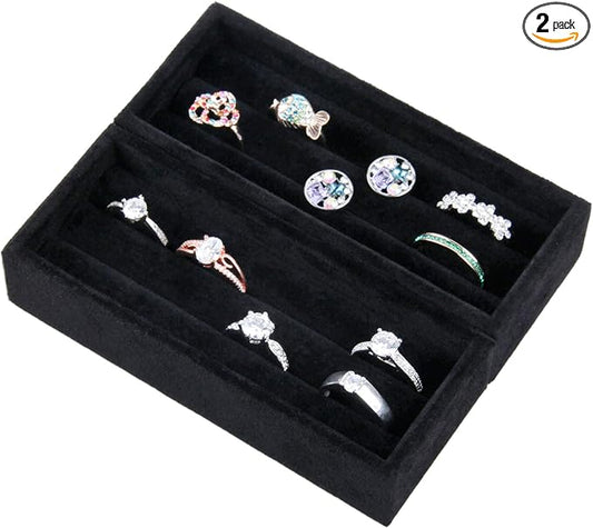 DesignSter Small Jewelry Tray, Velvet Jewelry Display Tray, Stackable Jewelry by DesignSter