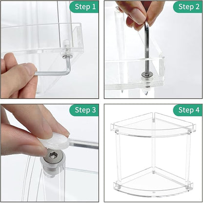 NPPLUS 2 Tier Acrylic Bathroom Counter Organizer, 2-Tier Corner Storage Shelf - Image 6