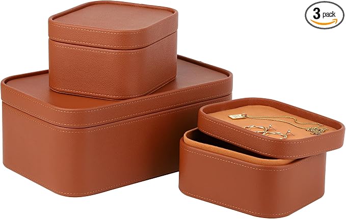 HofferRuffer Faux Leather Decorative Storage Boxes, Dust proof Storage Shelf by HofferRuffer