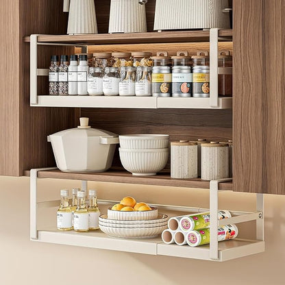 Hanging Under Shelf Storage Basket, Adjustable Width Under Cabinet Add-on by ZHOHO+TANT