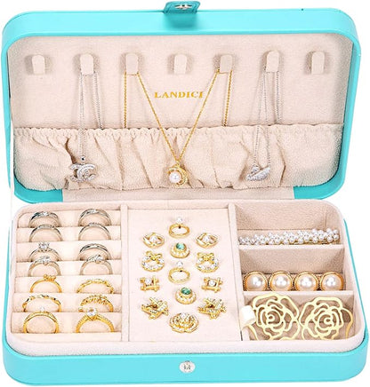 LANDICI Small Jewelry Box for Women Girls, PU Leather Travel Jewelry Organizer - Image 5