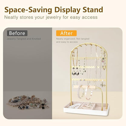 Multi-Functional Jewelry Holder Organizer Necklace Display Stand Velvet Lined - Image 3