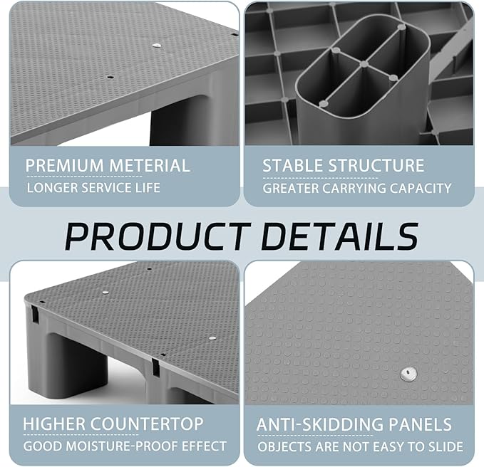 2 Pcs Plastic Pallet for Basement Storage Easy Stack Lightweight Floor Pallet - Image 3