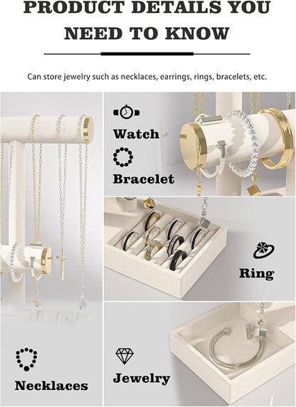 Bracelet and Necklace Holder, Velvet Jewelry Necklace Display Organizer Stand - Image 3