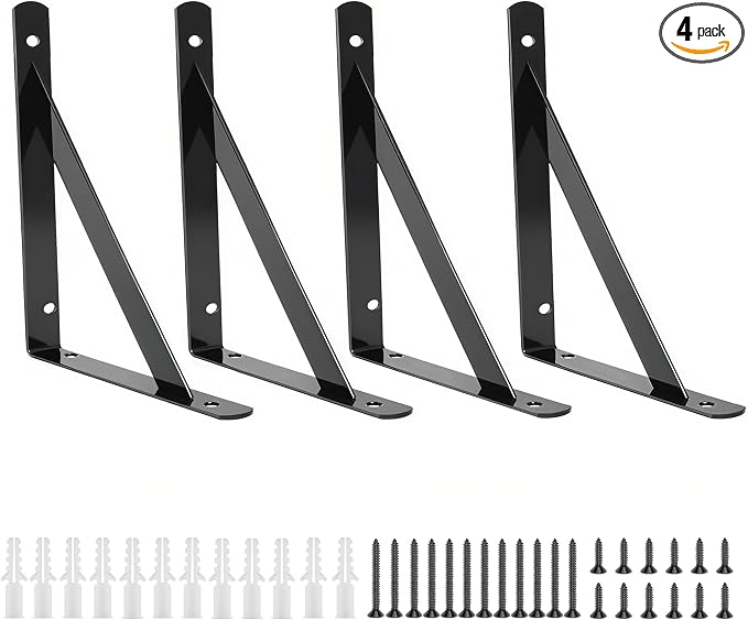 4 Pack L 8" x H 5" Heavy Duty Shelf Brackets by Unknown