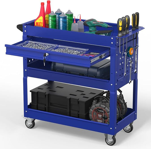 3 Tier Rolling Tool Cart on Wheels, 550 LBS Tool Cart by Cobinery