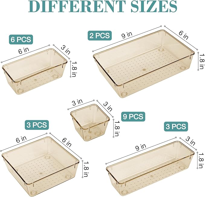 23 PCS Drawer Organizer Set, 5 Varied Size Bathroom and kitchen Drawer cabinet - Image 2