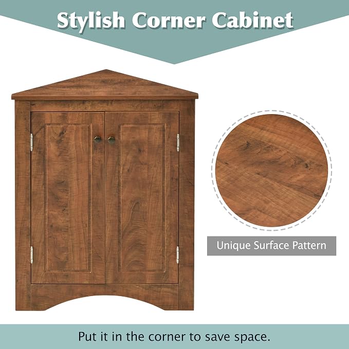 GDFStudio 31.5" H Triangle Corner Bathroom Storage Cabinet - Image 6