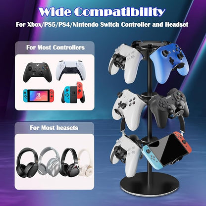 Controller Holder Stand 3 Tiers, Rotatable Gaming Headset Stand Compatible - Image 2