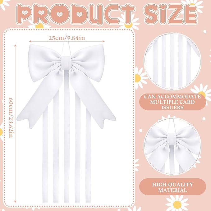 Weysat White Bow Organizer for Girls Huge Bow Holder for Girls Hair Bows Claw - Image 2