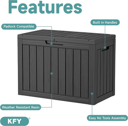 45 Gallon Waterproof Resin Deck Box, UV Resistant Outdoor Storage - Image 3