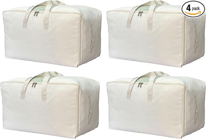 Soft Canvas Storage Bag with Zipper and Clear Window, Cotton Linen Organizer by DoYiKe