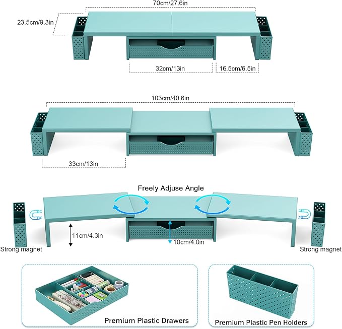Spacrea Metal Desk Organizers and Accessories, Dual Monitor Stand Riser - Image 5