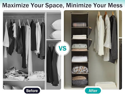 YOUDENOVA Hanging Closet Organizer, 6-Shelf Closet Hanging Storage Shelves - Image 8