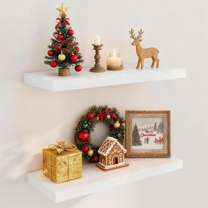 Black Floating Shelves 24 Inch Long 2 Pack by FunMemories