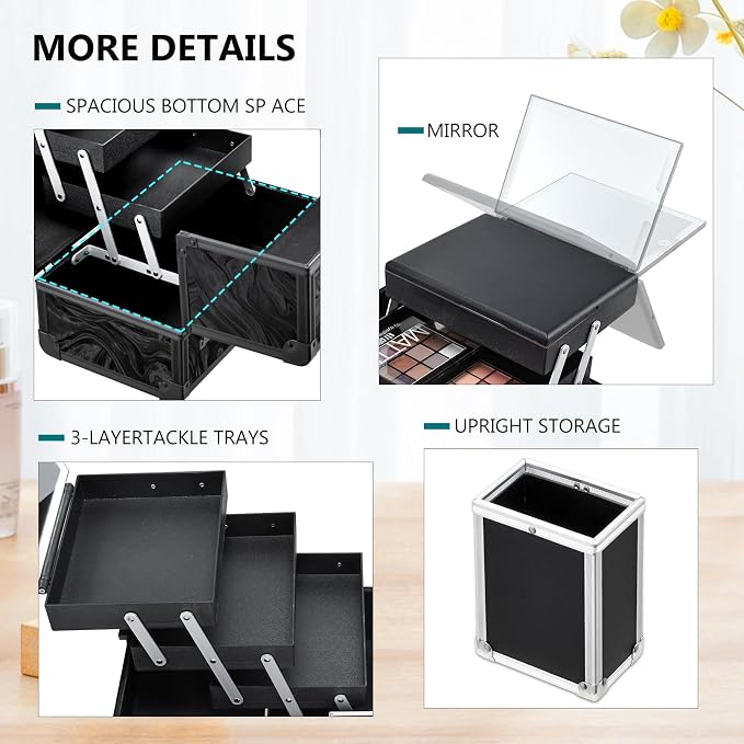 Travel Makeup Case with LED Lighted Mirror - Image 4