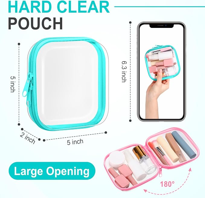 Sanwuta 6 Pcs Clear Hard Zipper Case Hard Plastic Zipper Pouches Transparent - Image 2