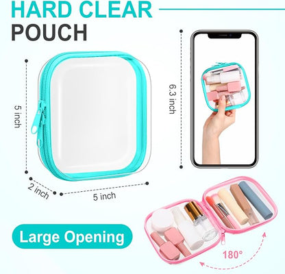 Sanwuta 6 Pcs Clear Hard Zipper Case Hard Plastic Zipper Pouches Transparent - Image 2