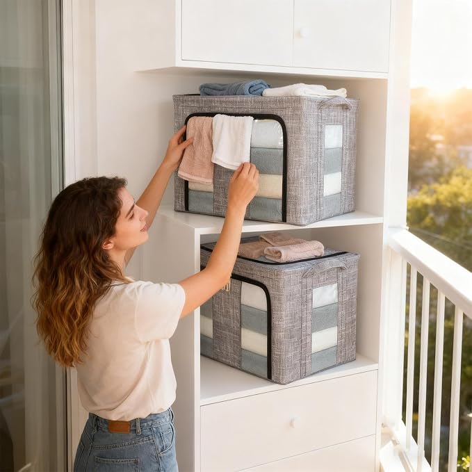 Storage Bins for Clothes - 66L - Large Clothes Storage Bins with Lids - for - Image 2