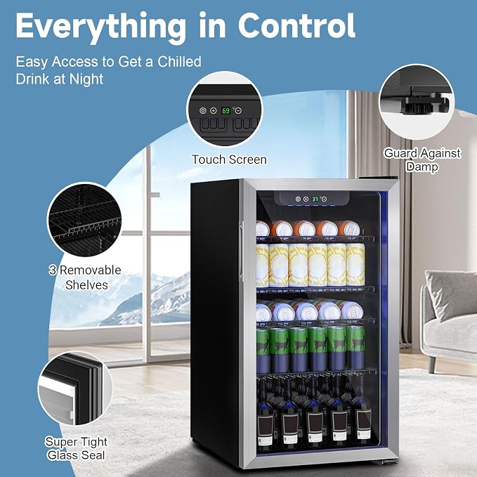 Beverage Refrigerator and Cooler, 110 Can/3.1 Cu Ft Mini Fridge - Image 2