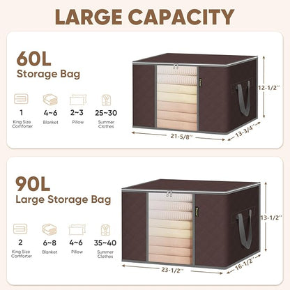 BALEINE 8 Pack Clothes Storage Bags, 16 Gallon Storage Containers - Image 6