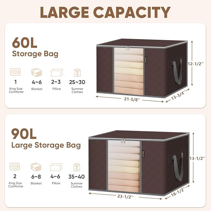 BALEINE 2 Pack Clothes Storage Bags, 24 Gallon Storage Containers - Image 6