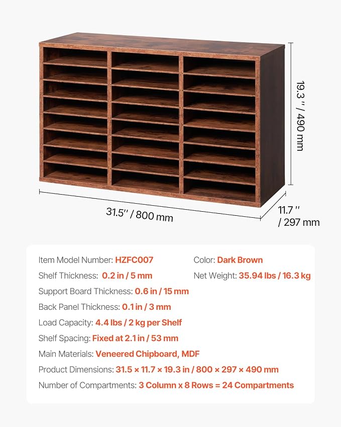 VEVOR Literature Organizer, 24 Compartments Office Mailbox - Image 3