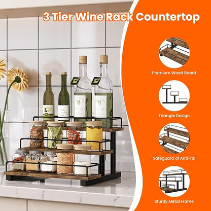 Homode Liquor Bottle Display Shelf, Coffee Syrup Rack Organizer, 3 Tier Wine - Image 5