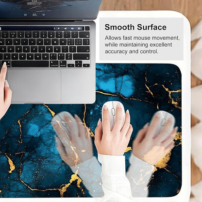 Blue Marble Gold Vein Mouse Pad – Large Extended Desk Mat 31.5 x 11.8 in– - Image 6
