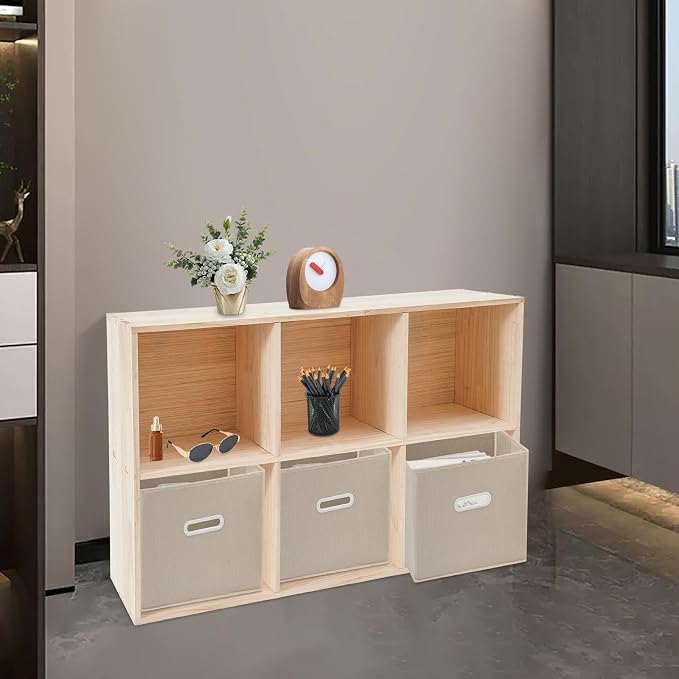 Wooden Cube Shelf Bookcase, Solid Wood Shelves - Image 2