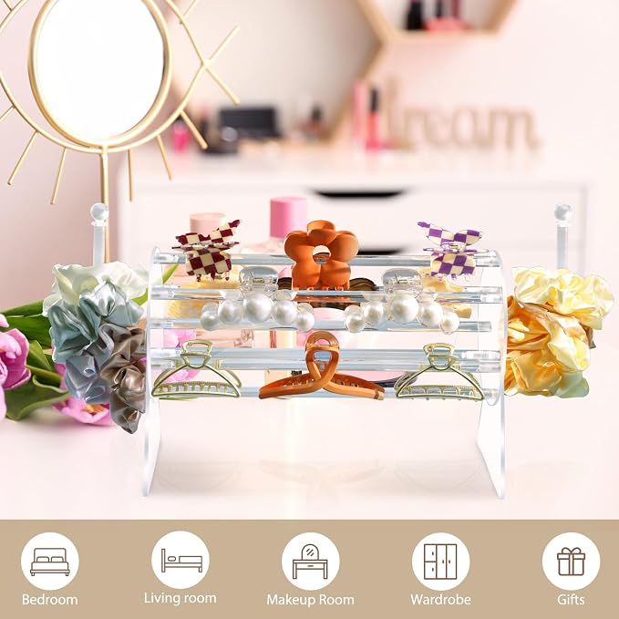 SNOWSTAR Acrylic Claw Clip Organizer Holder, 360-Degree Rotating Claw Clip - Image 3