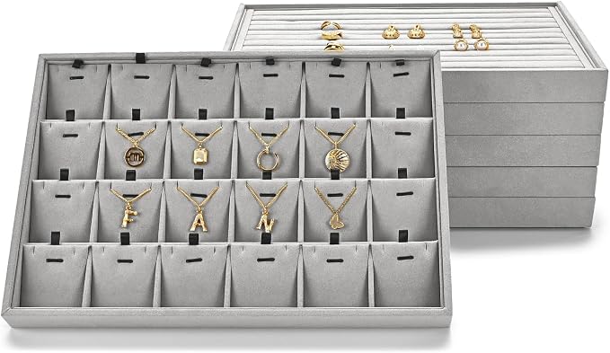 24 Grids Necklace Tray Jewelry Display Tray Necklace Holder Organizer - Image 6