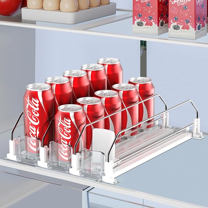 Drink Organizer for Fridge, Self Pushing Fridge Drink Organizer, Automatic by IBORING