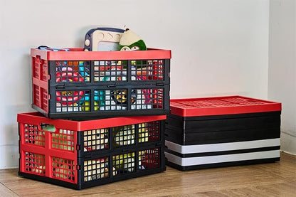 3-Pack Plastic Collapsible Storage Crates-30L, Foldable Plastic Crates - Image 7