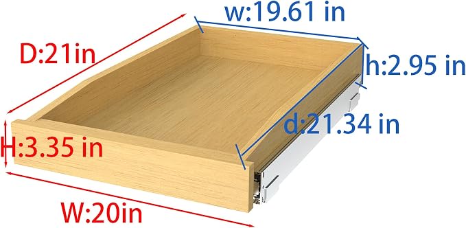 Wooden Pull out Cabinet Organizer 20" W x 21" D x 3.35" H, Heavy Duty Slide Out - Image 2
