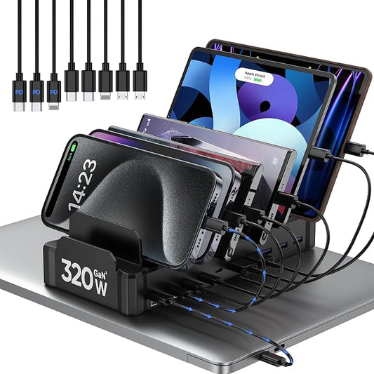 320W Charging Station for Multiple Devices, Zobirez 10-Port USB C Fast Charger by Zobirez