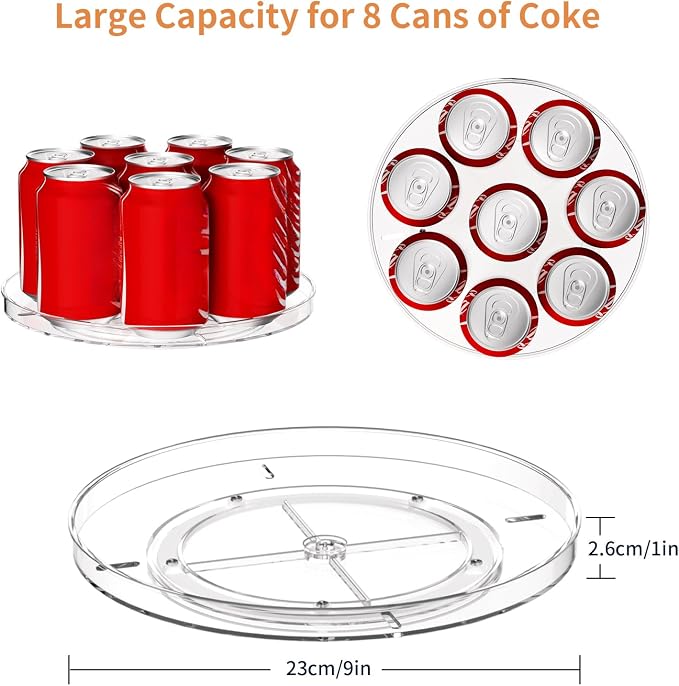 2 Pack Lazy Susan Organizer Turntable, Round Non-Skid Refrigerator Lazy Susan - Image 4