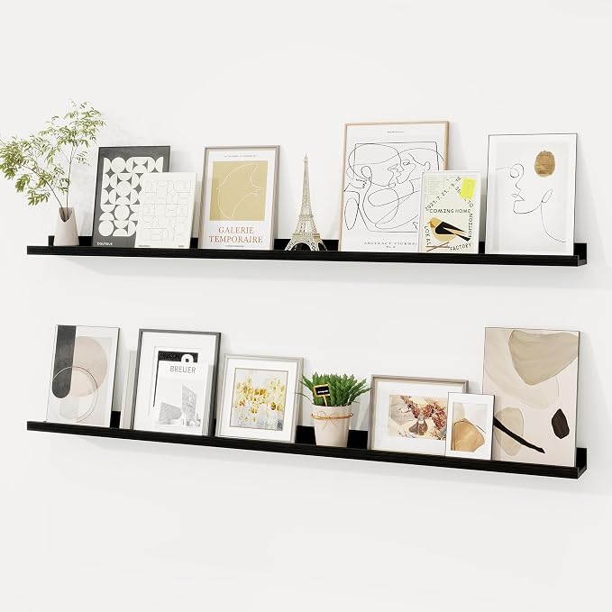 Picture Ledge Shelf, Floating Shelves Set of 2, 48 Inches Solid Wood Nursery by FunMemories
