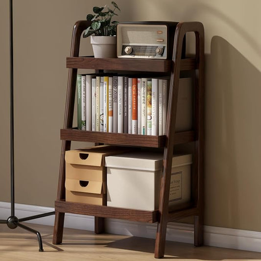 100% Solid Oak 3 Tier Ladder Shelf, Small Bookshelf, Ladder Bookshelf, Bookcase by Vadisun