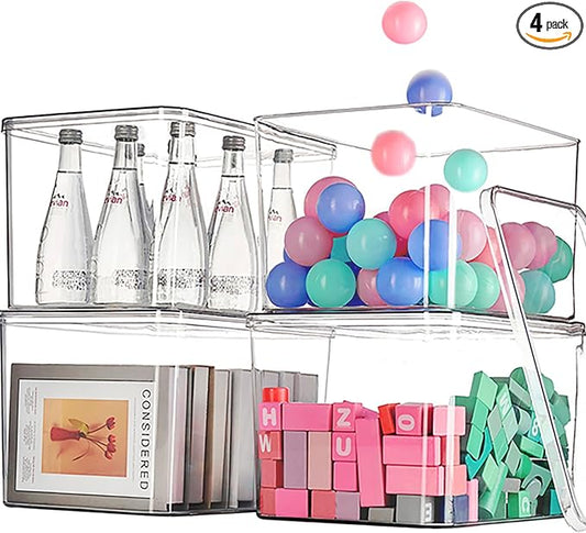 Clear plastic storage bins by GUMEIGODA