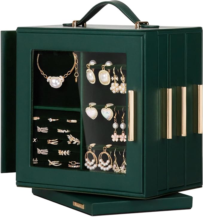 Homde Christmas Gifts Jewelry Box 360° Rotating, Necklace Earring Organizer by Homde
