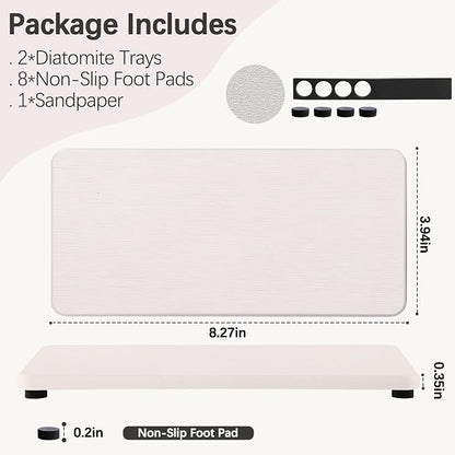 2 Pcs Water Absorbing Stone Trays, Kitchen/Bathroom Sink Soap Dish, Diatomite - Image 6