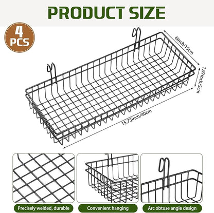 Blulu 4 Pcs 15.75 x 5.91 x 1.97 Inch Metal Grid Wall Baskets - Image 2