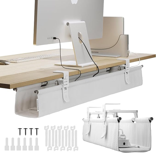 Ascrono Original No Drill Under Desk Cable Management Tray 40.6" by Ascrono