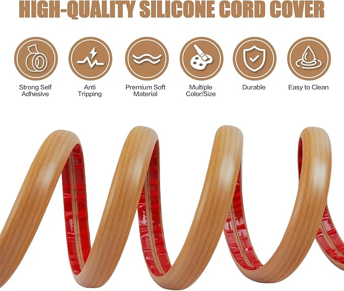 Floor Cord Cover Self Adhesive Cord Hider, 20FT Cable Management, Extension - Image 3