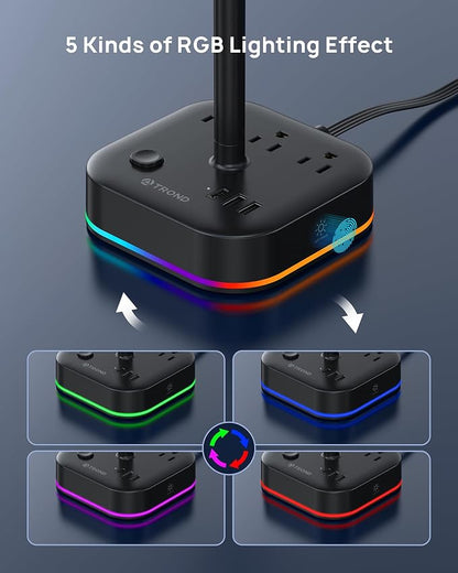 TROND Headphone Stand with USB C, Desk Gaming Headset Holder with 3 AC Outlets - Image 3
