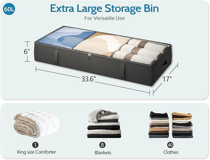 2-Pack Under Bed Storage, 6 Inches Tall Closet Organizers and Storage Bins - Image 2