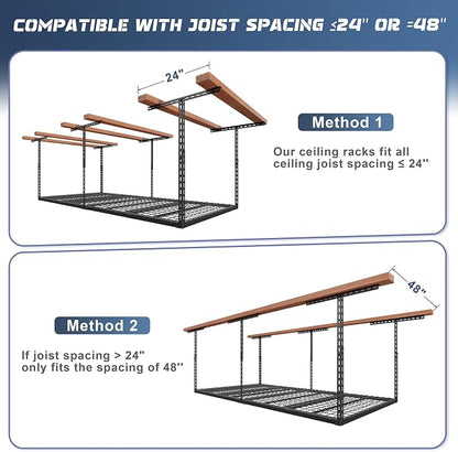 4X8FT Overhead Garage Storage Rack, Heavy Duty Metal Overhead Storage Organizer - Image 6