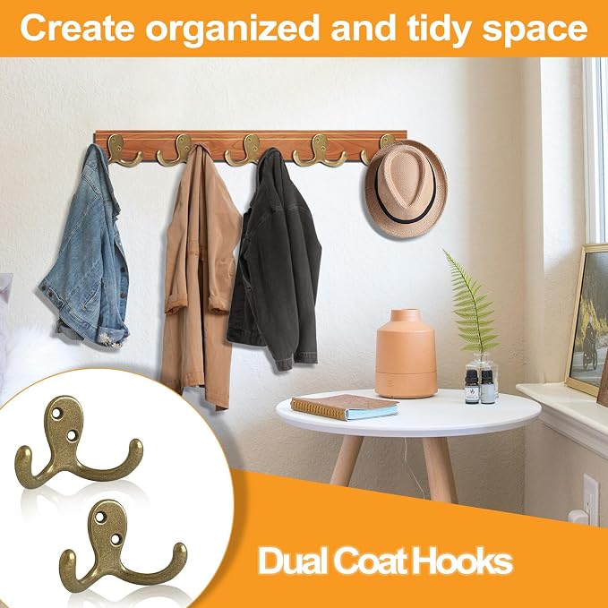 20 Pack Coat Hooks Wall Hooks for Hanging, Heavy Duty Double Prong Metal Hook - Image 4